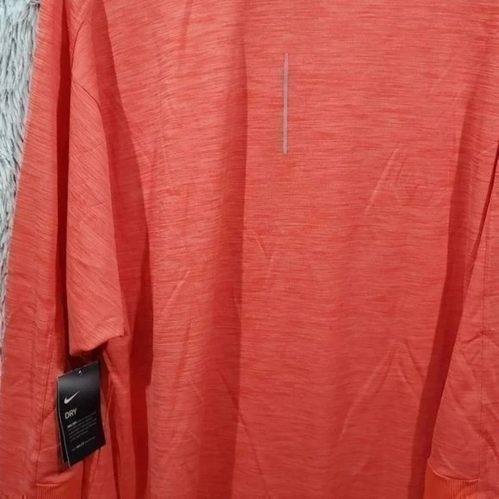 Nike Dri Fit‎ Long Sleeve Running Shirt Women Coral Orange Athletic Top